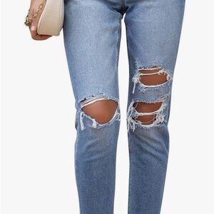 Women's Distressed Blue Jeans